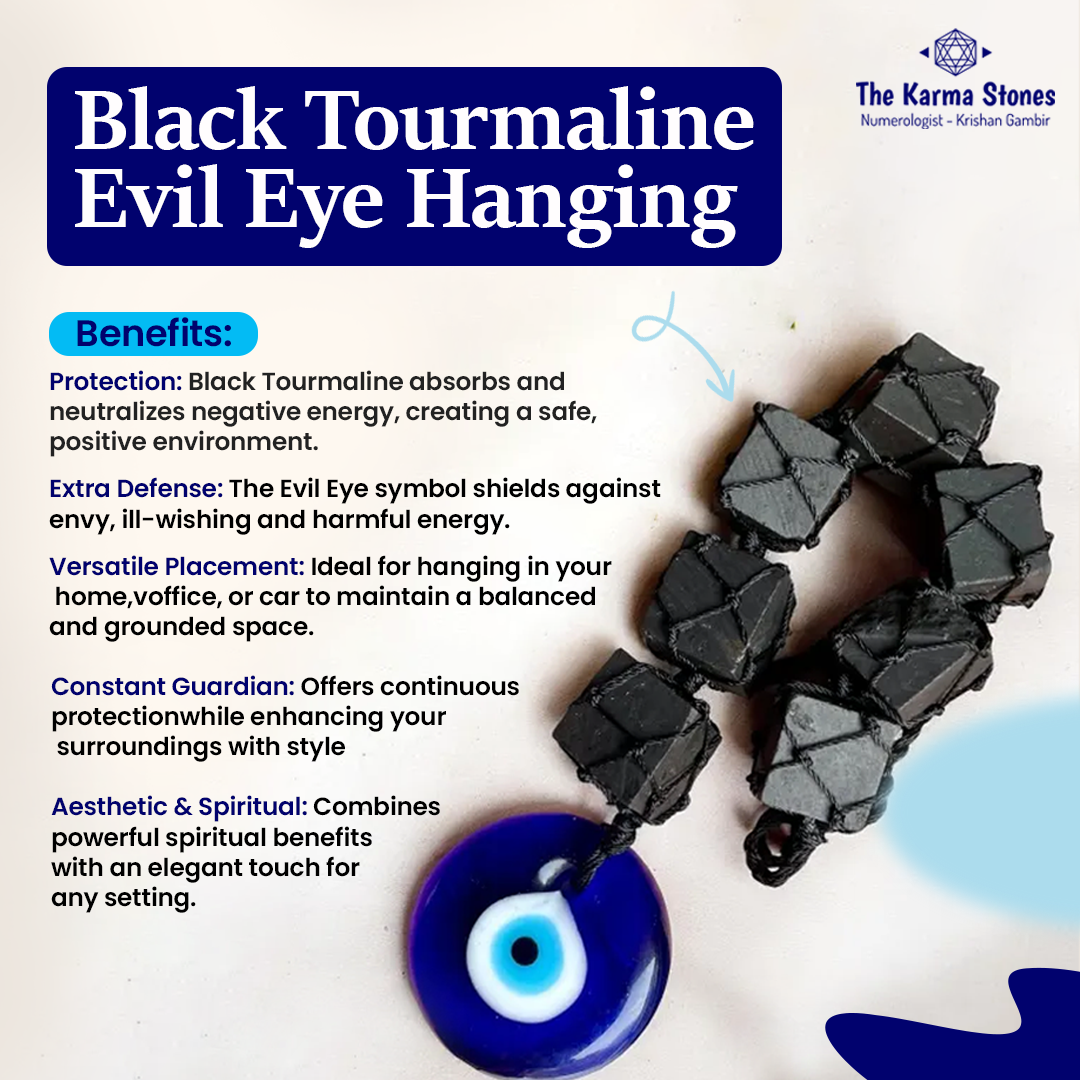 Black Tourmaline Evil Eye Hanging.