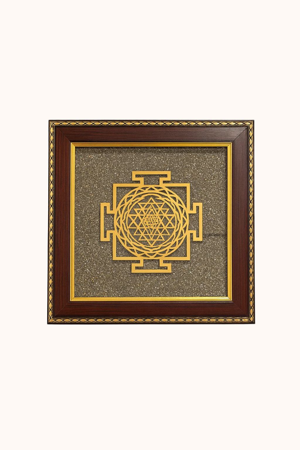 Shree Yantra on Raw Pyrite Plate