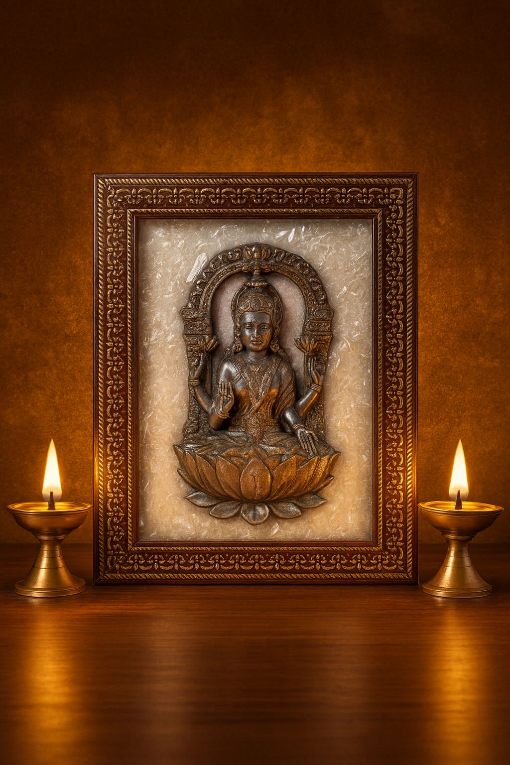 Goddess Lakshmi Ji Pyrite - Selenite Plate